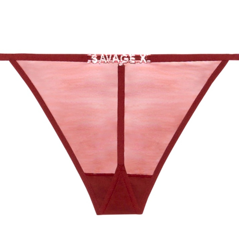 Savage X Fenty Savage Blinged String Thong in Red Cocoa Size 1X, 2X